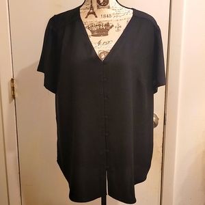 Ann Taylor XL black buttoned blouse